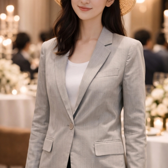 Theory Jackets & Blazers - Theory Gray Pinstripe Blazer Jacket Size‎ Small